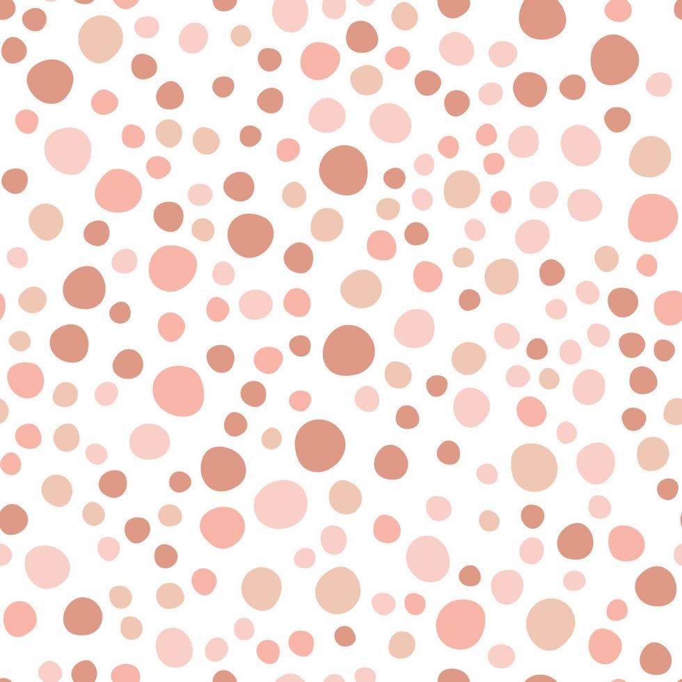 Abstract spotted seamless pattern in pastel colors. Pink and brown dotted background. Vector hand-drawn illustration. Perfect for print,  decorations, wrapping paper, covers, invitations, cards.