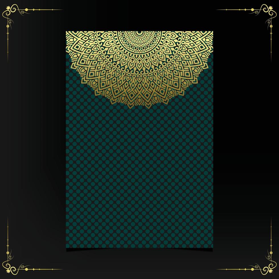 Fondo adornado de mandala de oro de lujo para invitación de boda, portada de libro vector