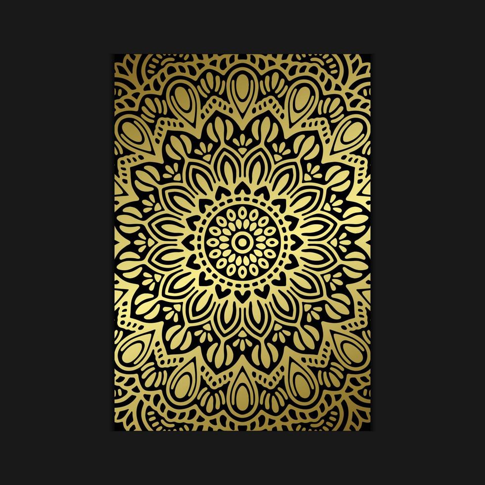 Fondo adornado de mandala de oro de lujo para invitación de boda, portada de libro vector