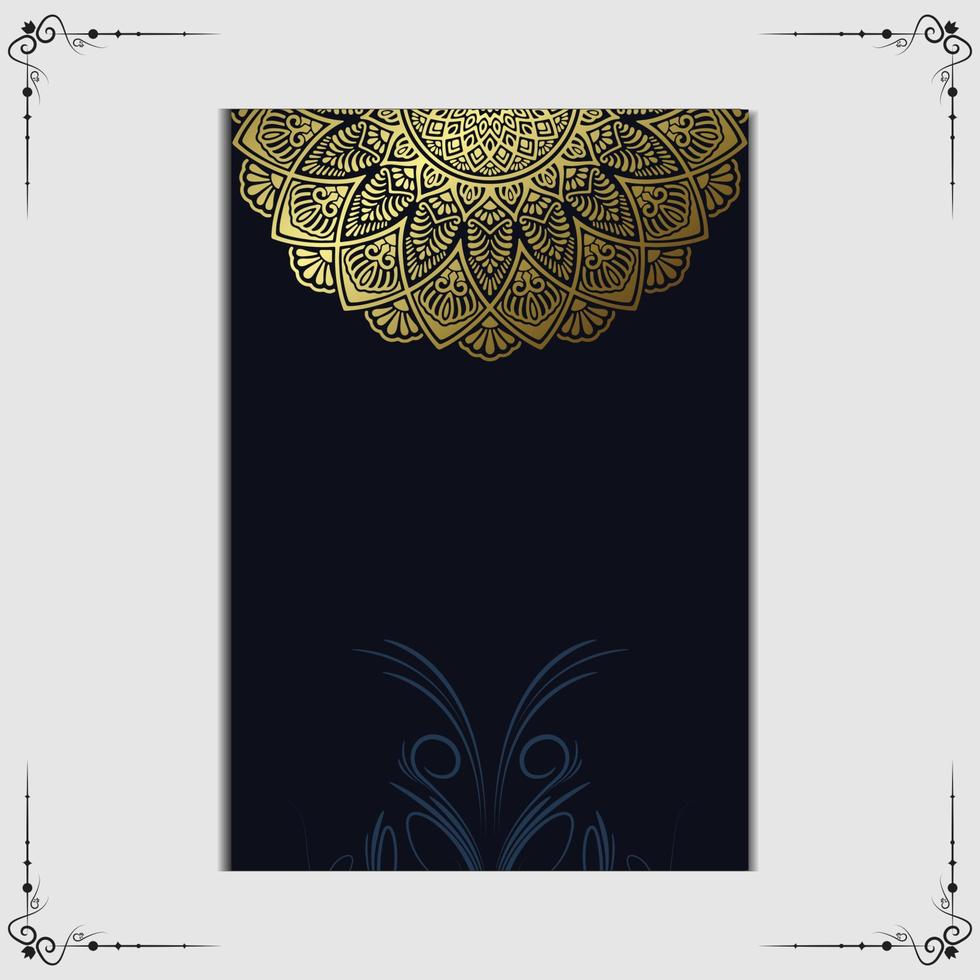 Fondo adornado de mandala de oro de lujo para invitación de boda, portada de libro vector