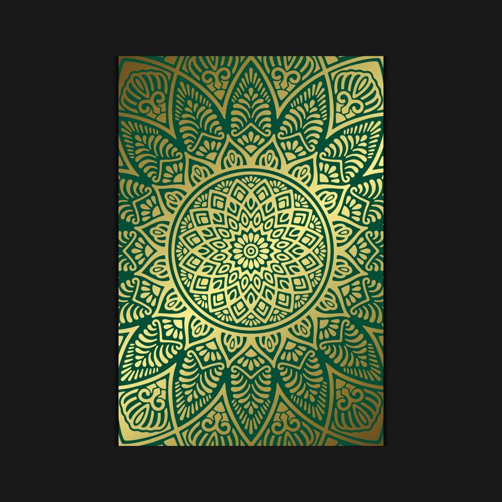 Fondo adornado de mandala de oro de lujo para invitación de boda, portada de libro vector