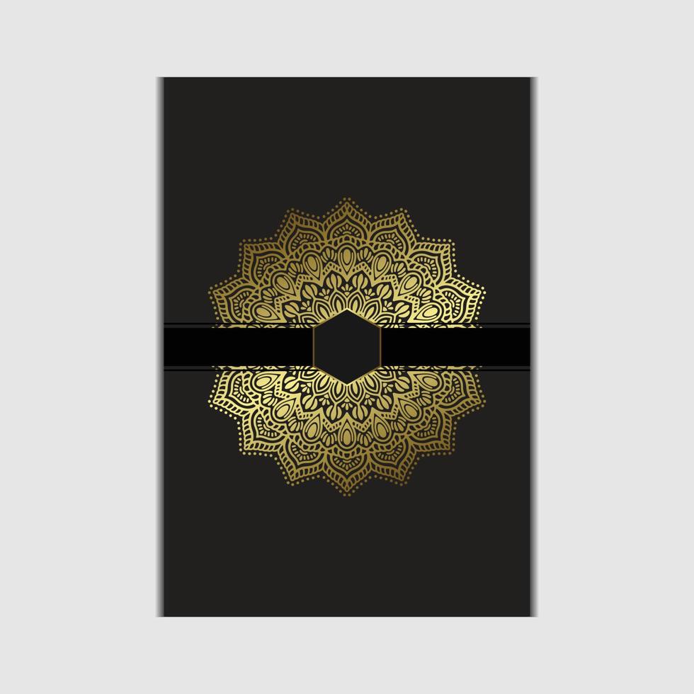 Fondo adornado de mandala de oro de lujo para invitación de boda, portada de libro vector