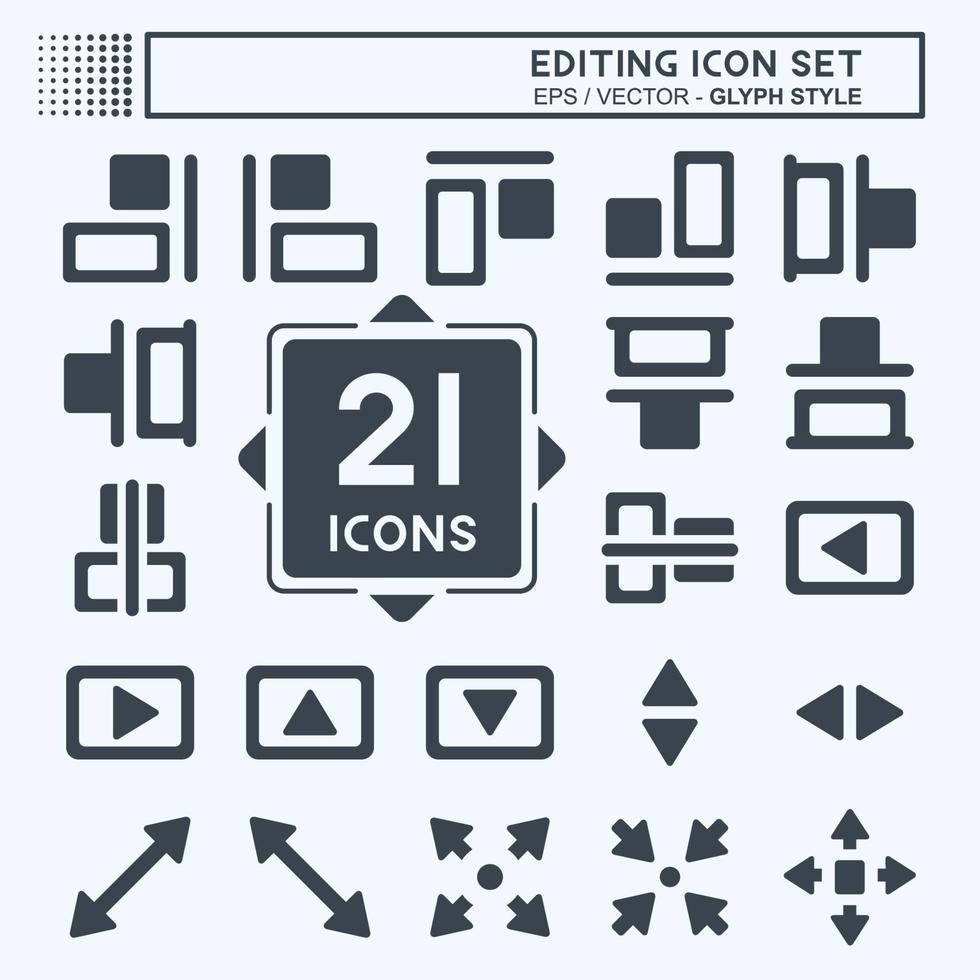 Icon Set Editing - Glyph Style,Simple illustration,Editable stroke vector