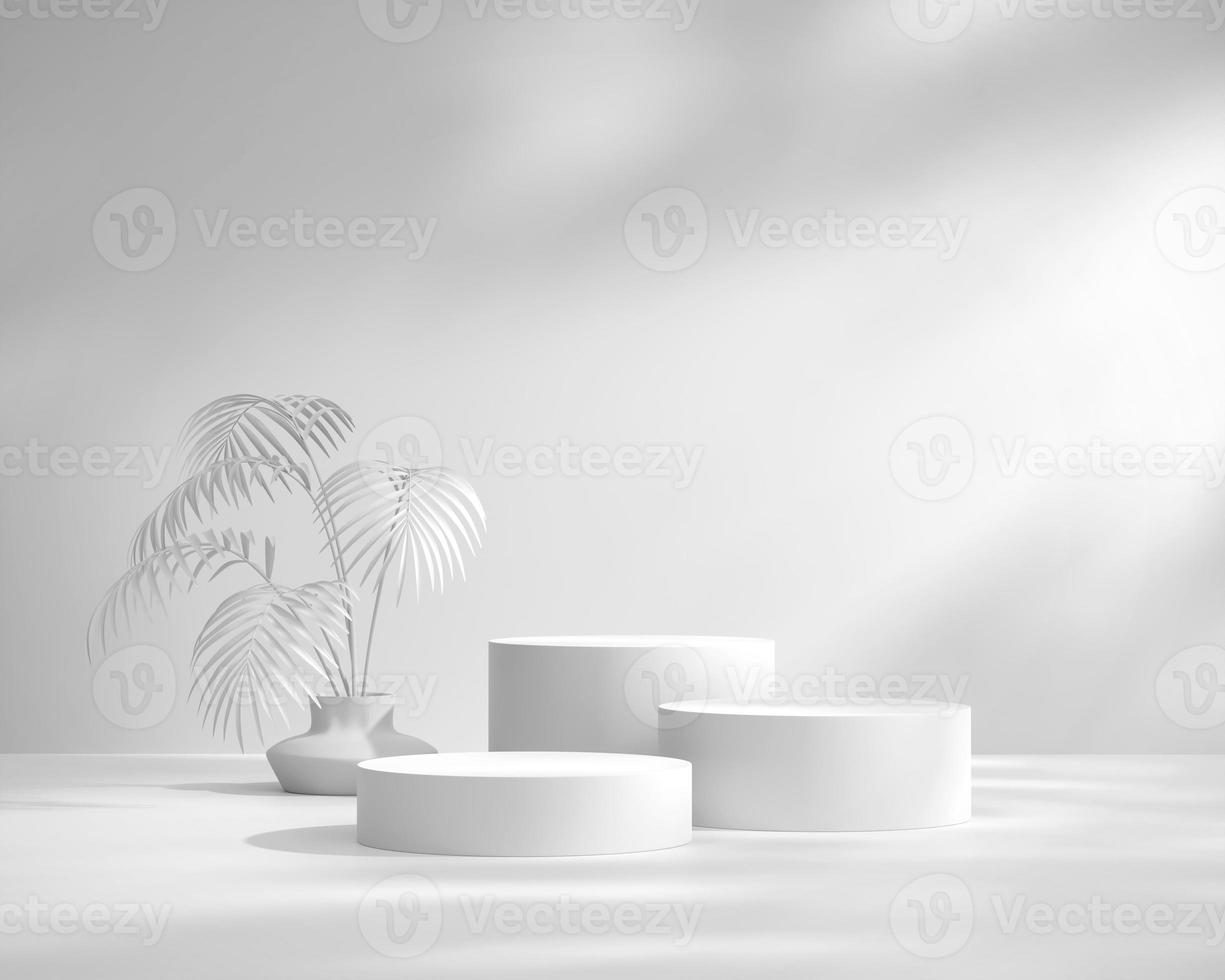 plataforma de podio blanco abstracto para exhibición de productos vitrina representación 3d foto