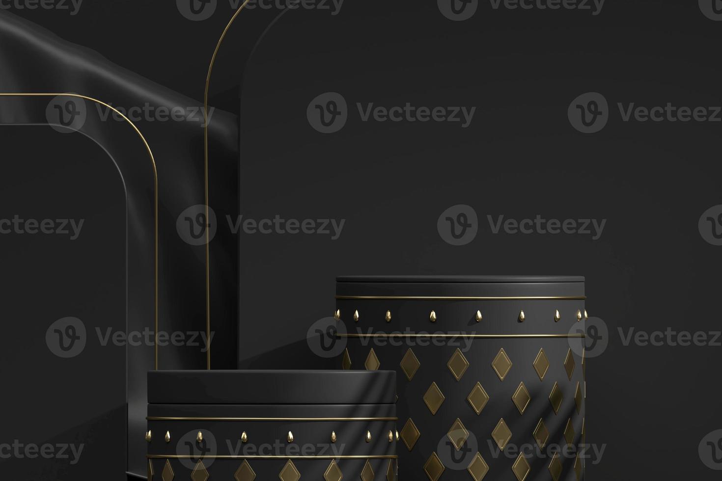 Black podium for product present 3d rendering background photo