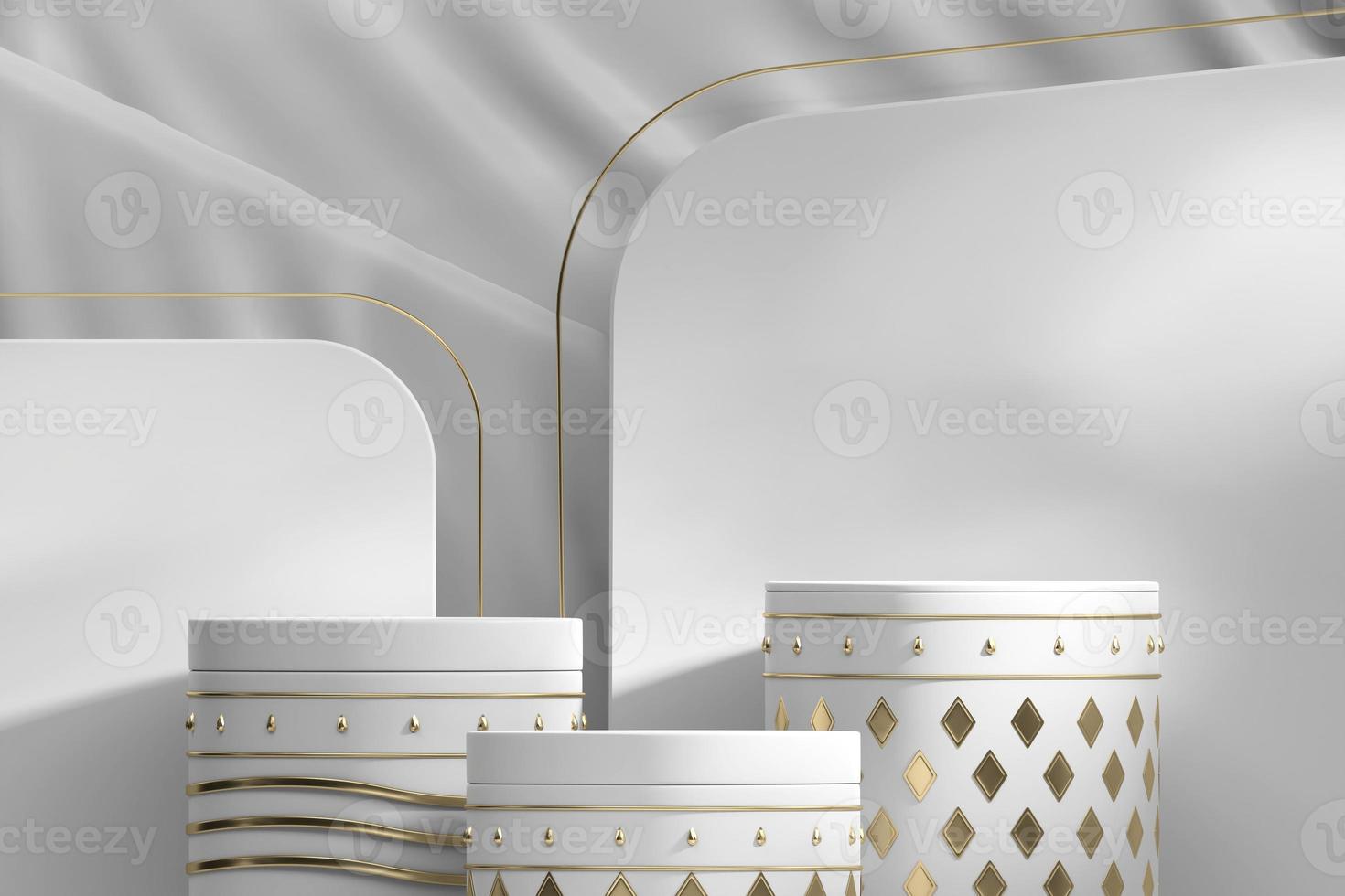 Luxury white podium platform for product display showcase 3d rendering photo