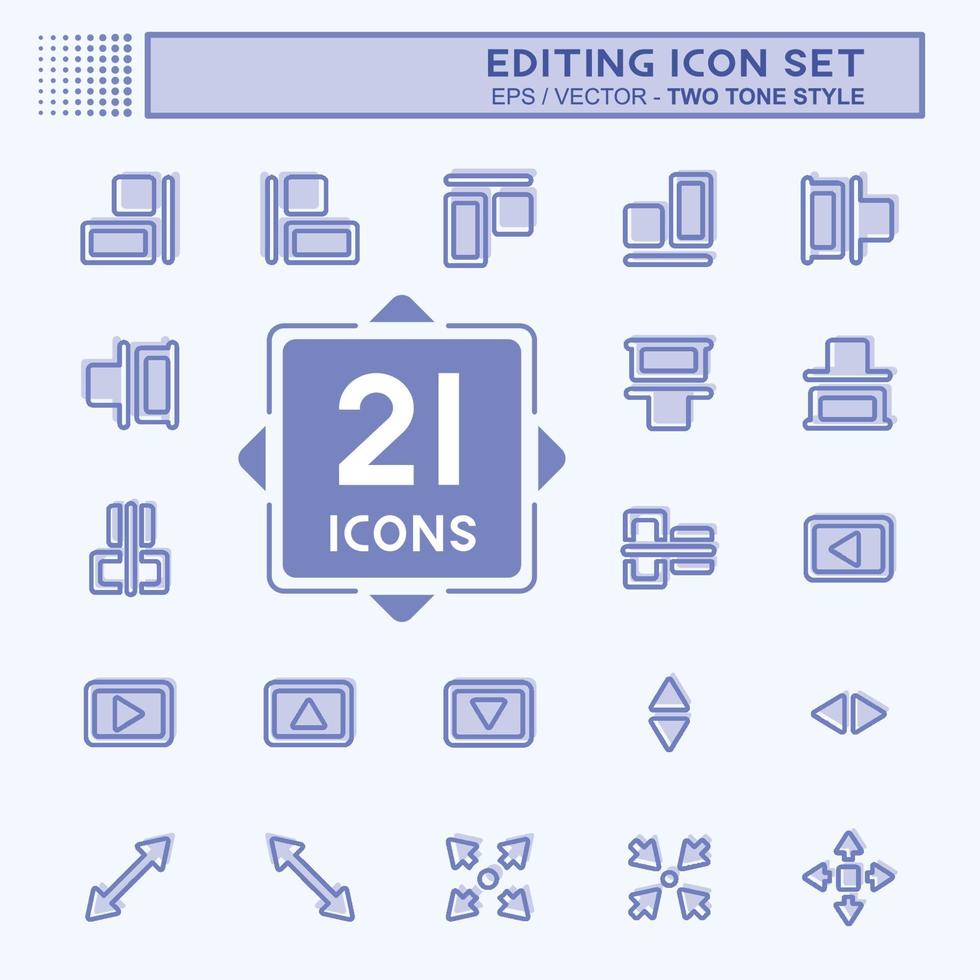 Icon Set Editing - Two Tone Style,Simple illustration,Editable stroke vector