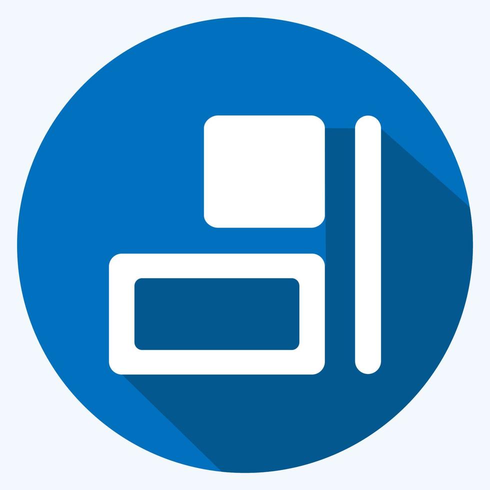Icon Horizontal Align Right - Long Shadow Style,Simple illustration,Editable stroke vector
