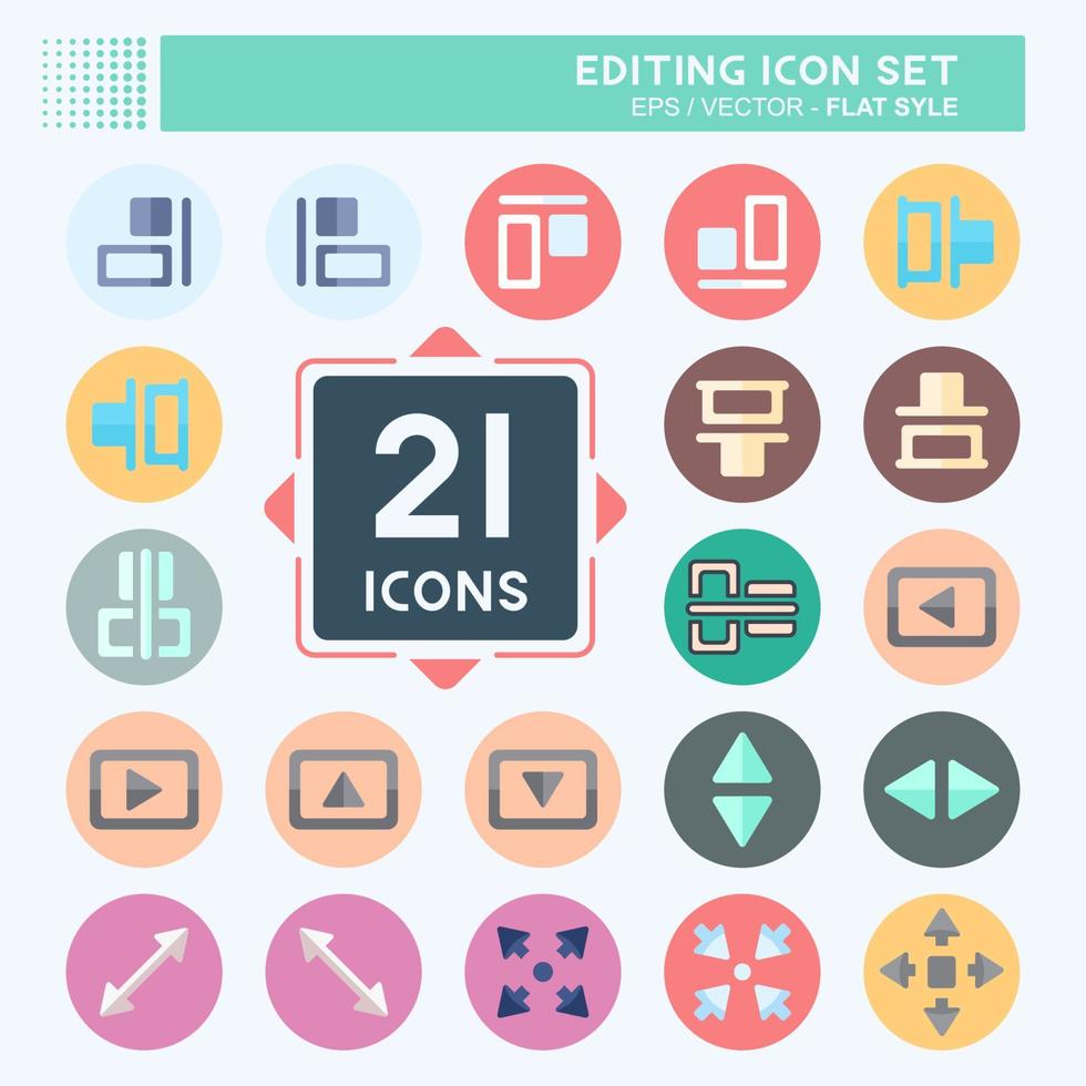 Icon Set Editing - Flat Style,Simple illustration,Editable stroke vector