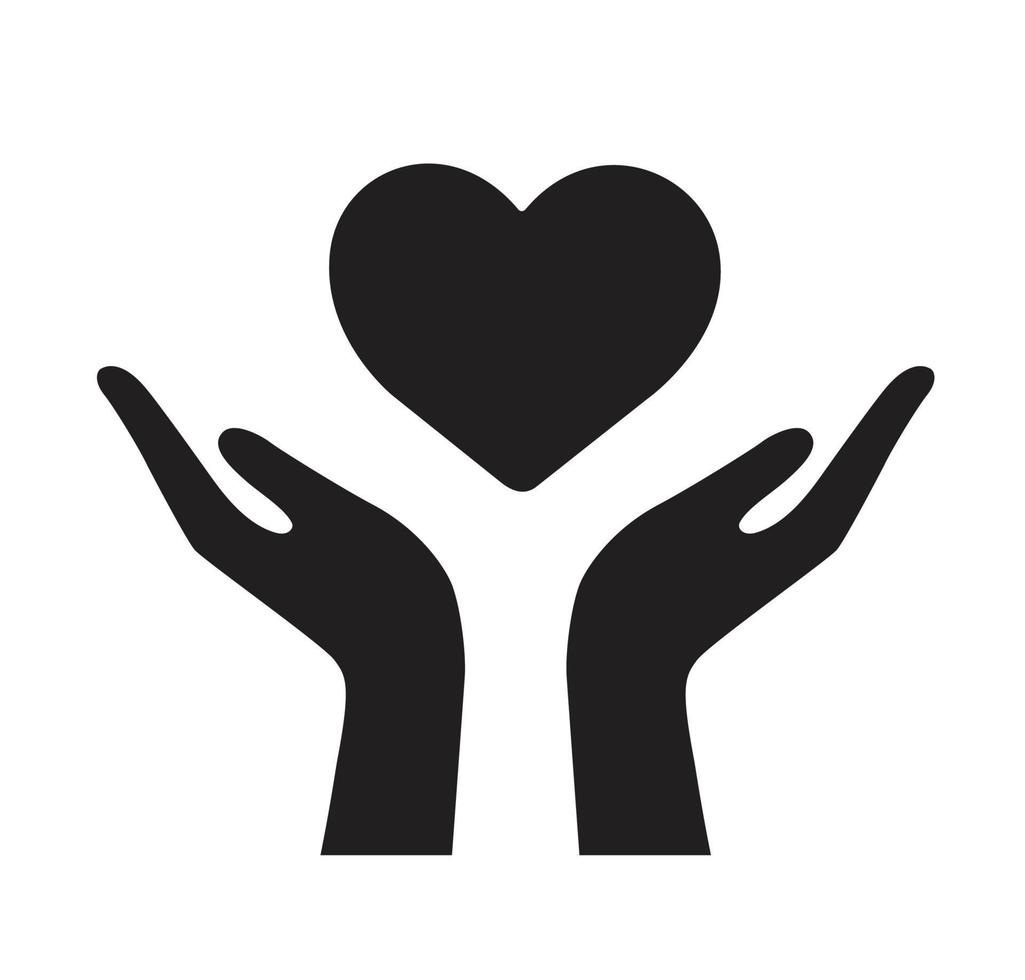 hands holding heart icon. simple outline hands holding heart vector