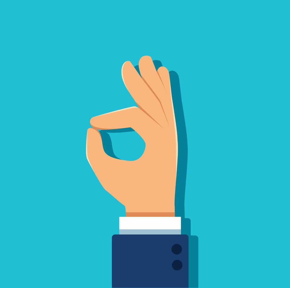 Hand gesture OK sign. vector illustration