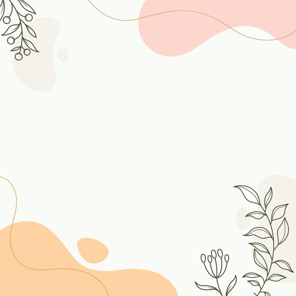 hojas y flores botánicas con ilustración de vector de fondo de elemento redondeado