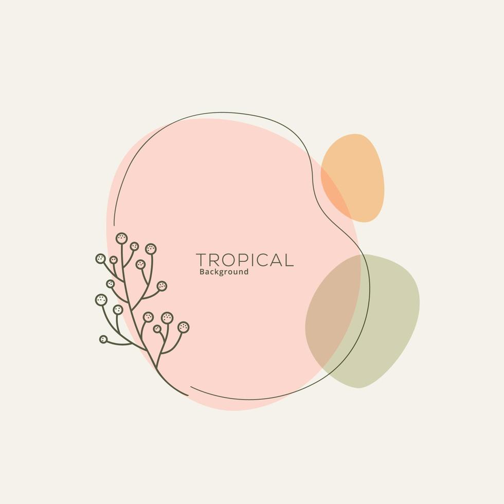 Tropical leaves with rounded element background vector illustration