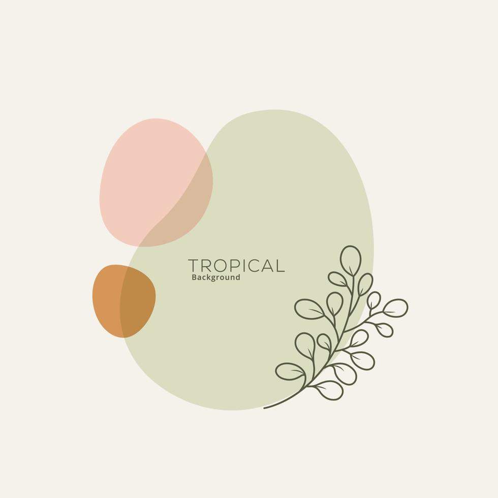 Tropical leaves with rounded element background vector illustration