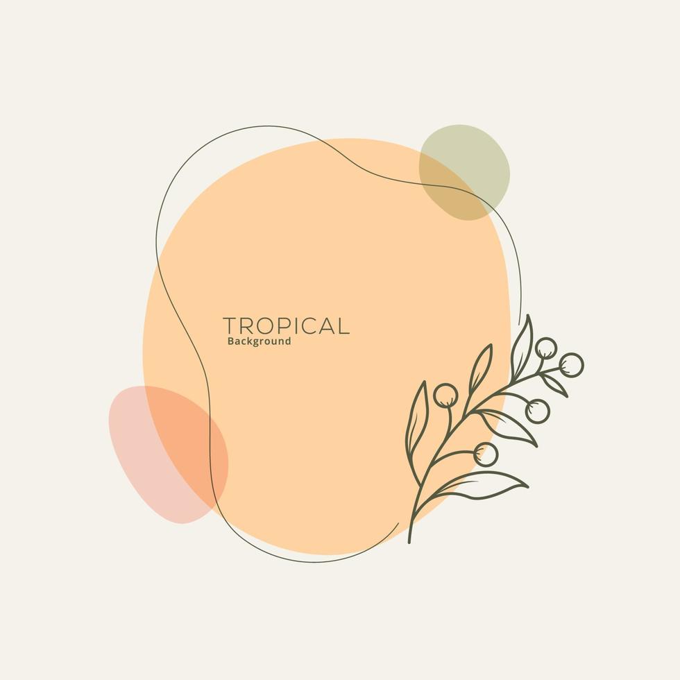 Tropical leaves with rounded element background vector illustration