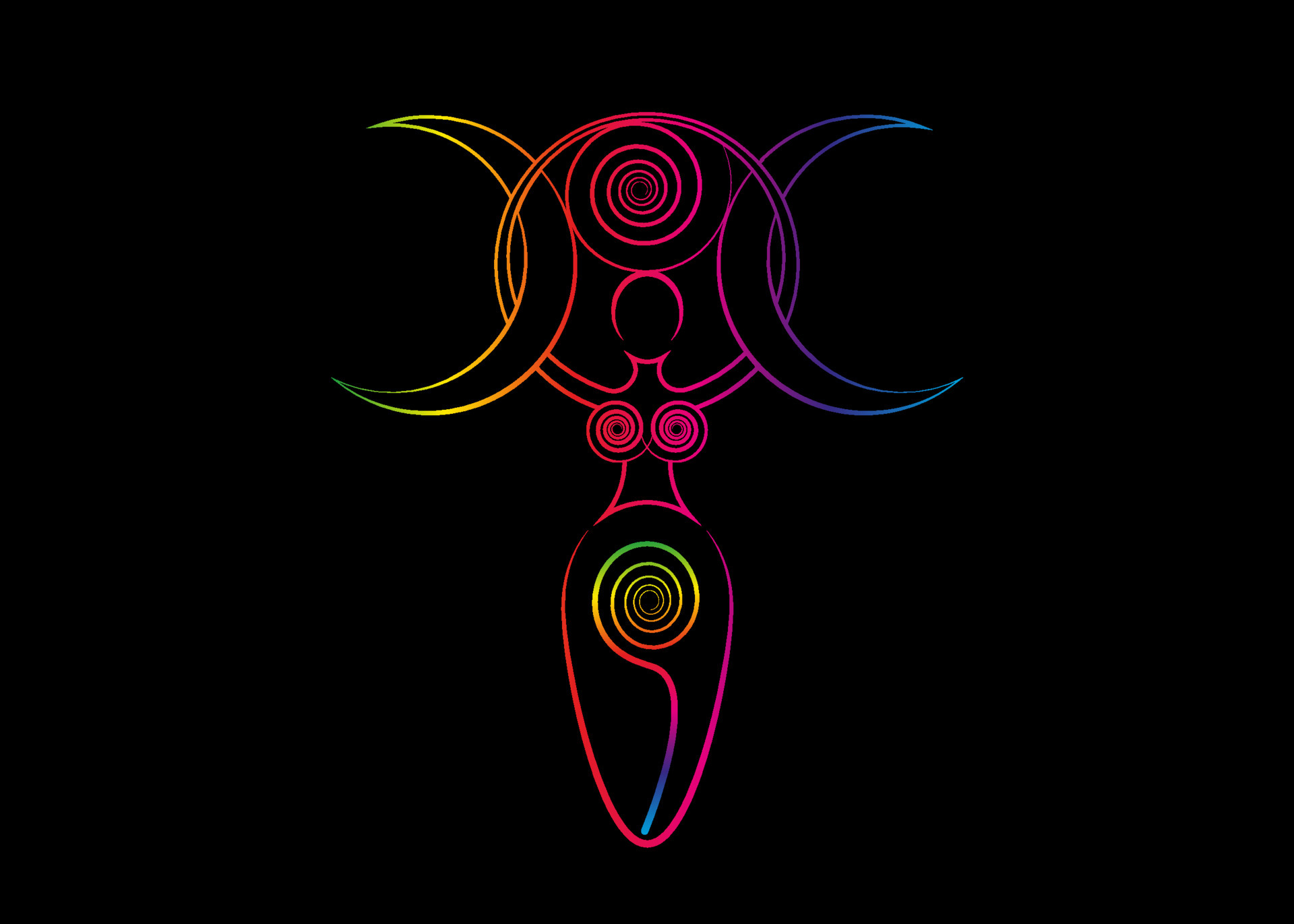 psychedelic spiral goddess of fertility and triple moon Wiccan. The