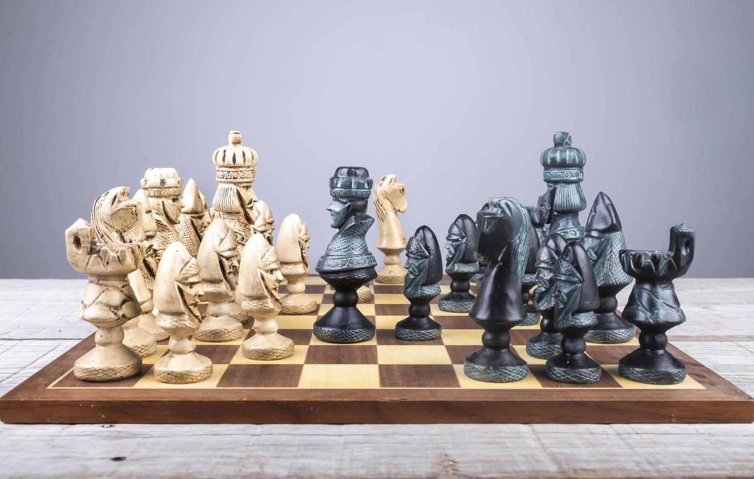 different positions of the chess pieces in a game photo