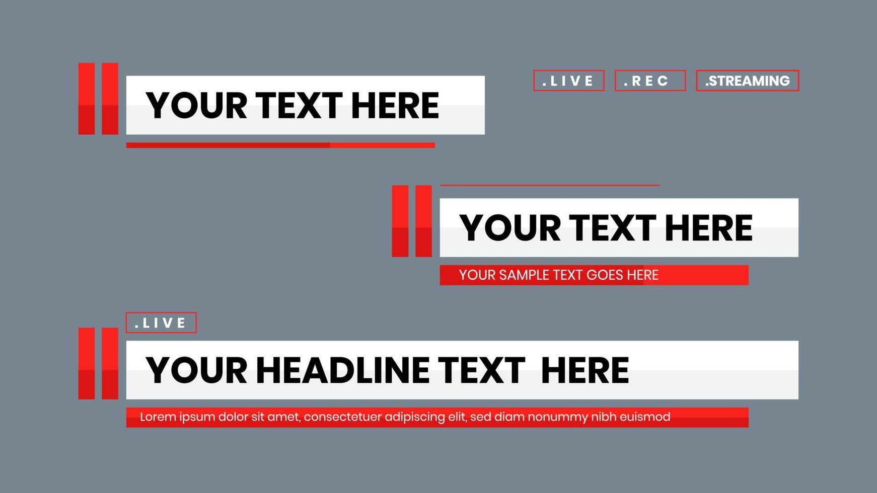 Lower third vector design with red shape overlay strip text video. News Lower Thirds Pack.