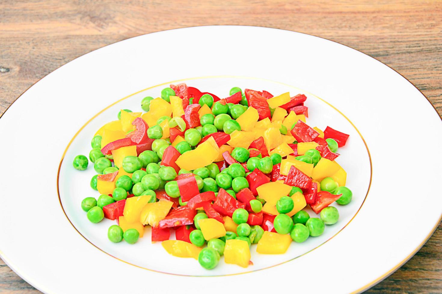 Juicy Vegetable Stew. Paprika, Peas, Carrots photo