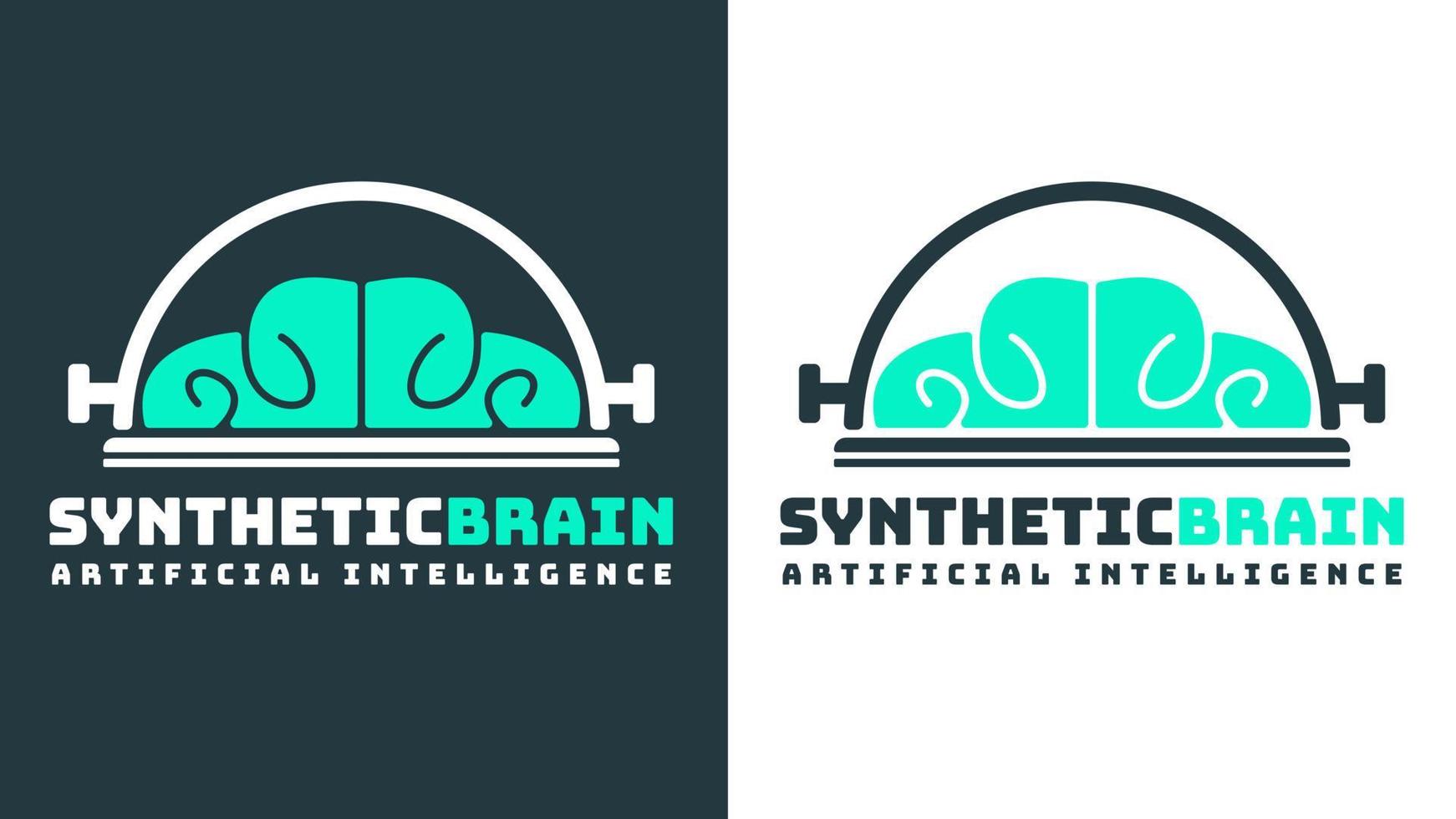 Synthetic Brain Logo Design Template. Suitable to use for artificial intelligence product, digital service, software, website, applications developer, etc. vector