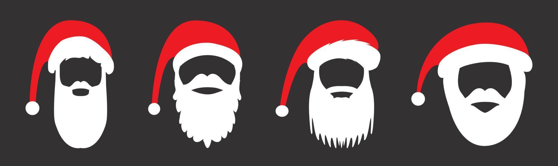 Santa Claus hat and beard. Merry Christmas - vector