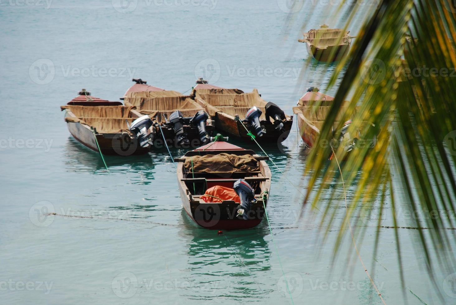 Boats, beach, blue sky, Zanzibar photo