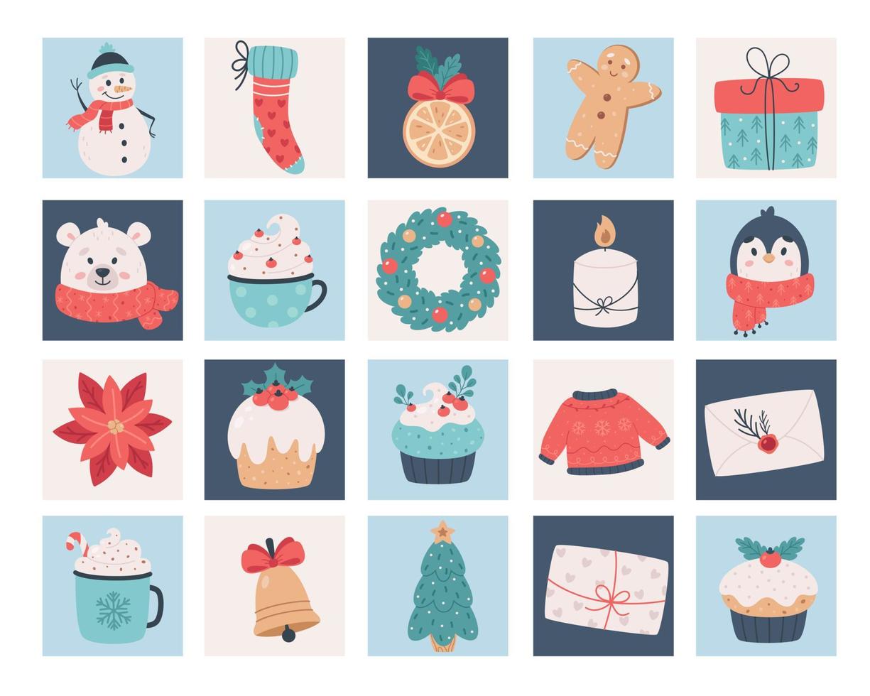 Christmas elements collection. Merry Christmas, Happy New Year objects vector