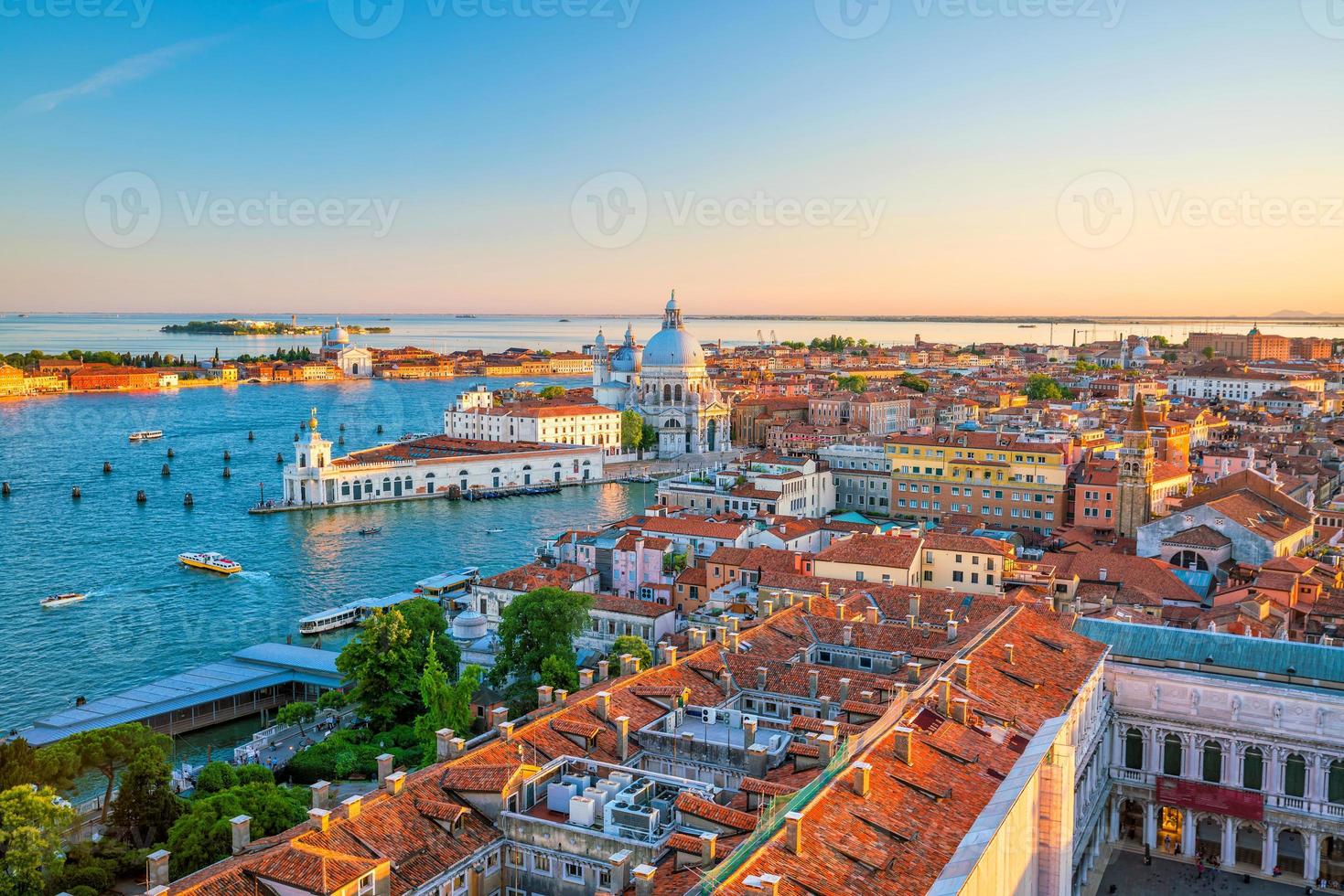 Top view of old town Vanice at sunset photo