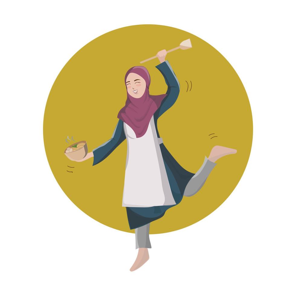 Moslem woman cooking vector