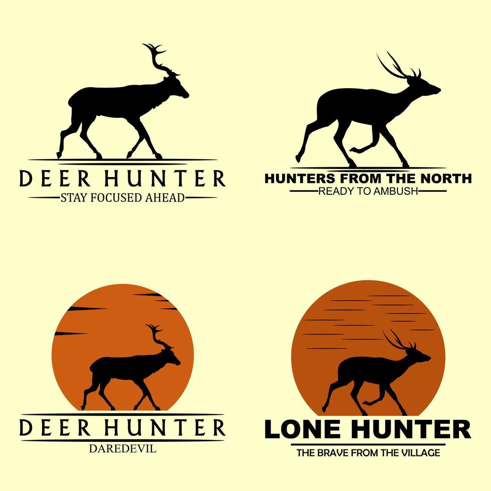 A set of deer hunter logo vector