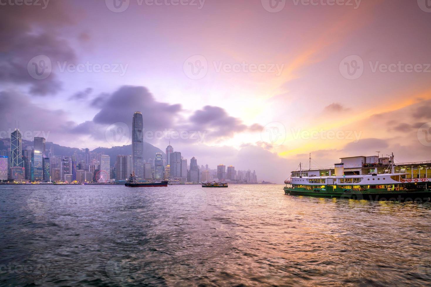 horizonte de la ciudad de hong kong en el panorama de china foto