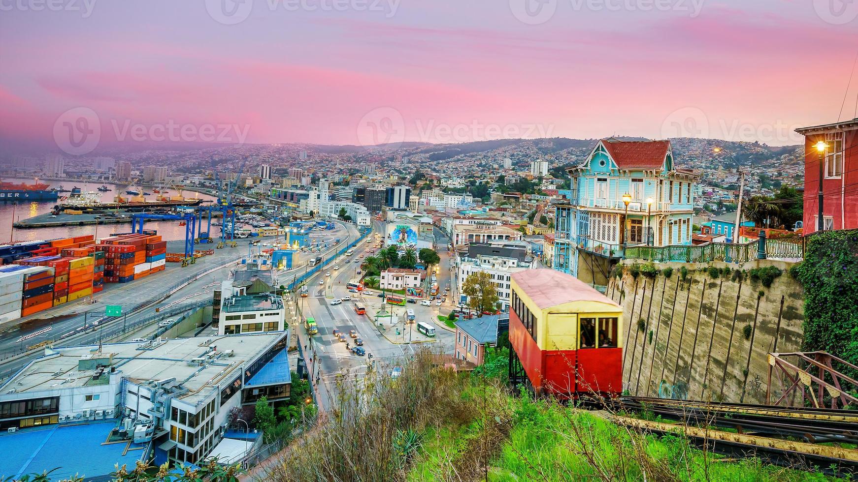 Passenger carriage of funicular  in Valparaiso, Chile. photo