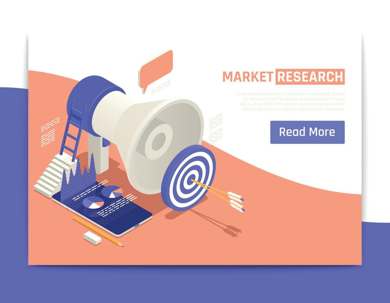 Market Research Isometric Banner vector