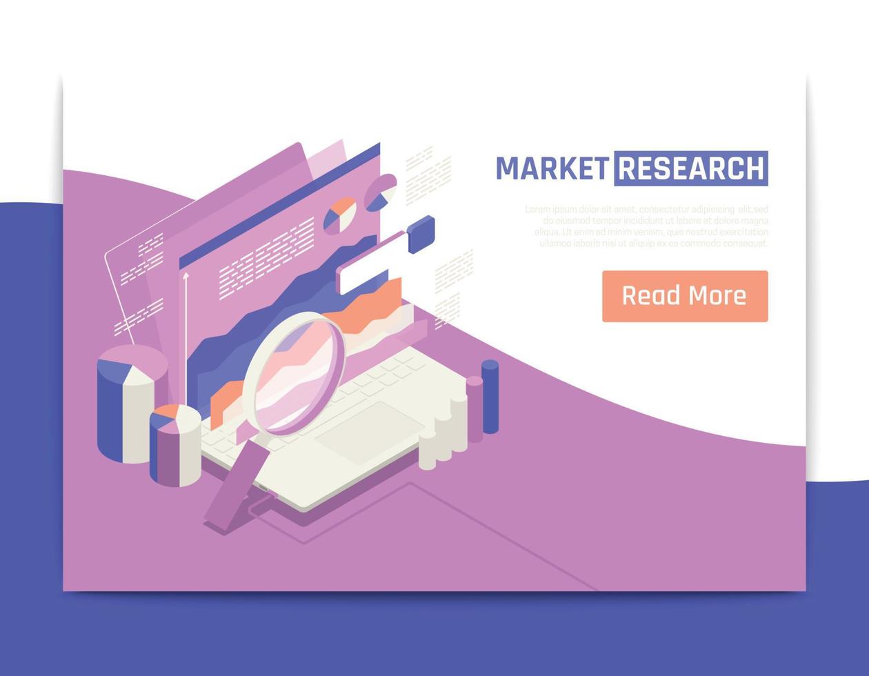 Market Research Isometric Landing Page vector