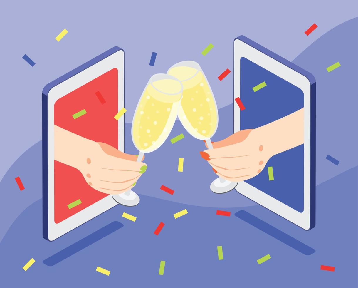 Quarantine Party Isometric Background vector