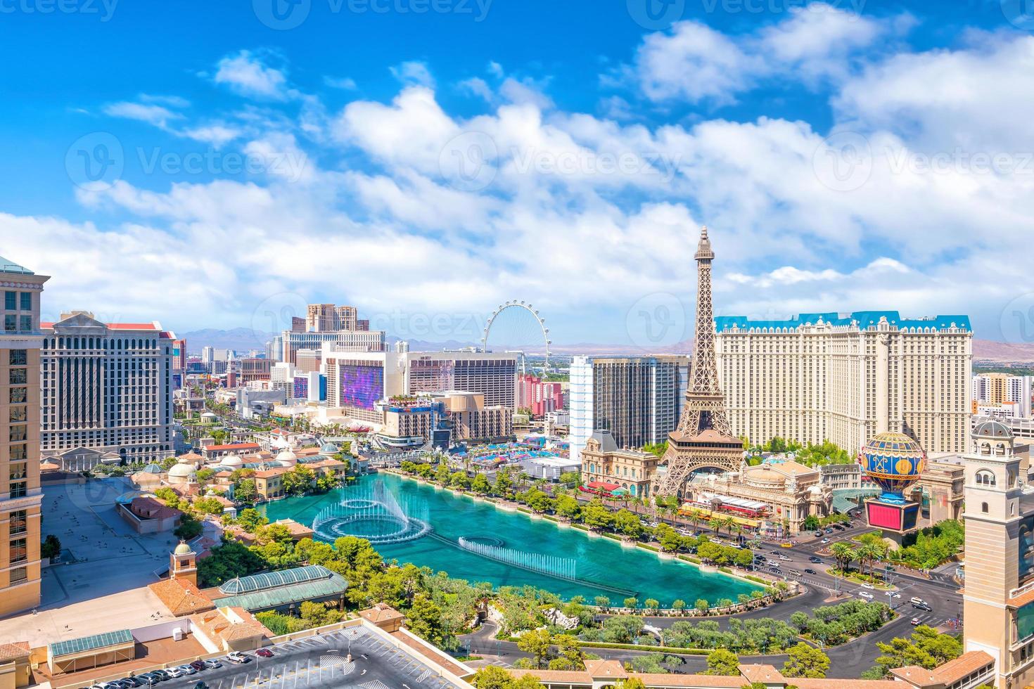 Vista aérea de la franja de Las Vegas en Nevada foto