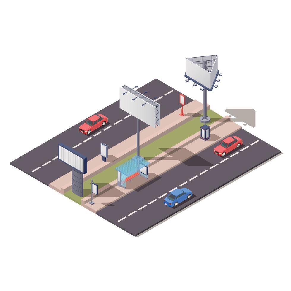 Isometric Advertising Constructions Composition vector