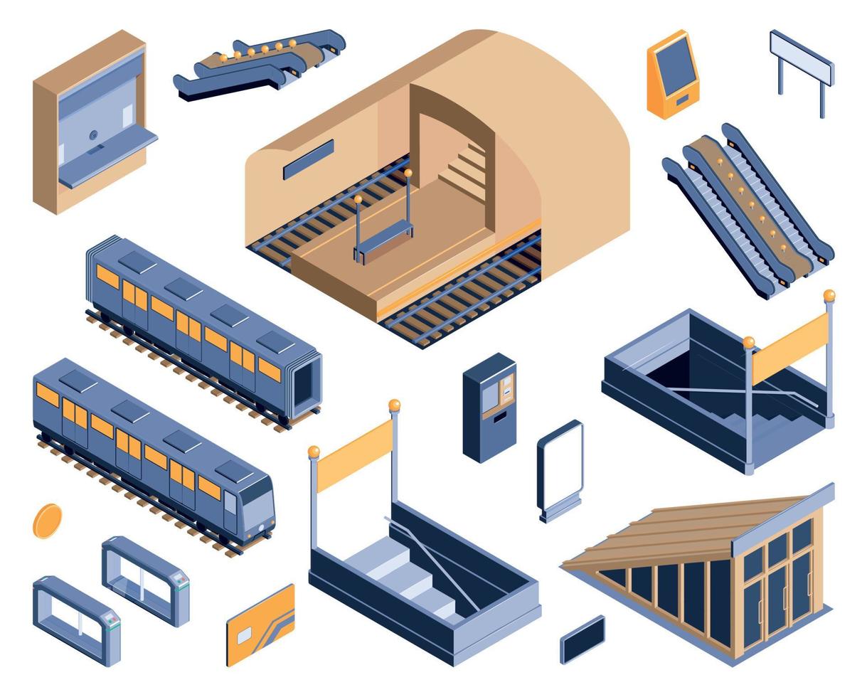 Subway Underground Isometric Set vector