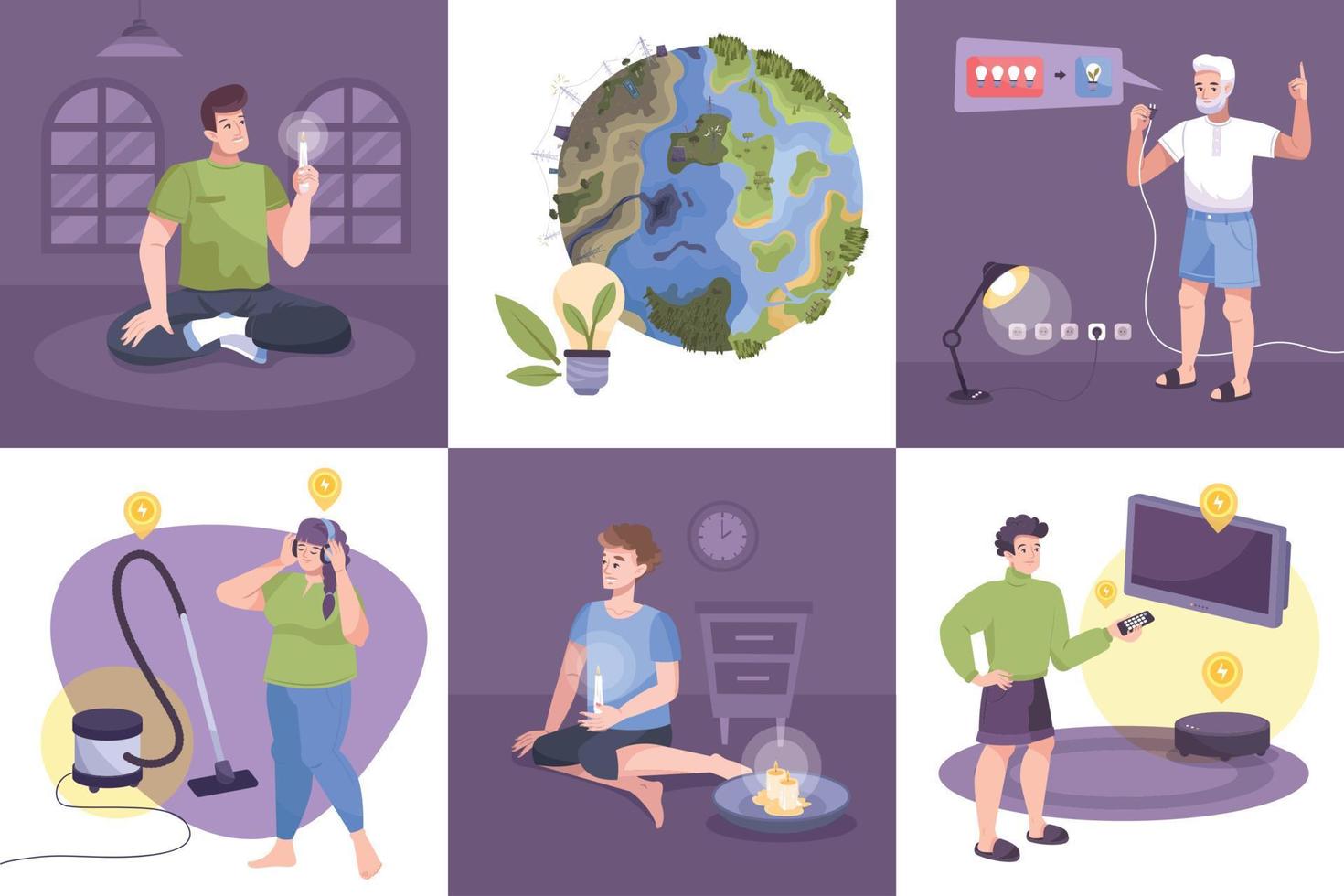 Flat Electricity Icon Set vector