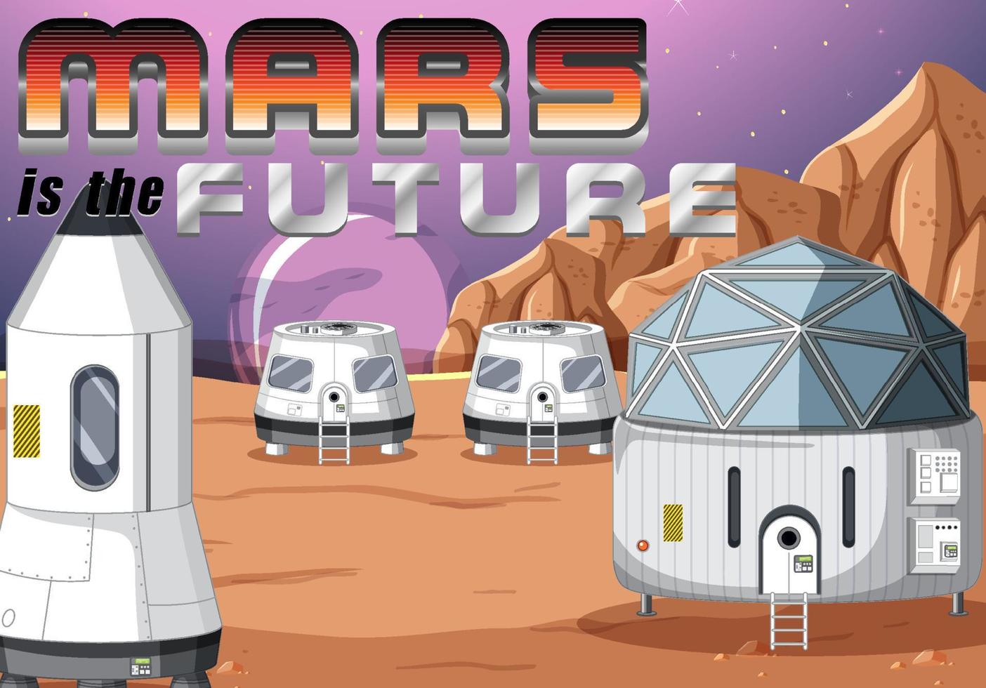 Mars is the Future cartoon banner vector