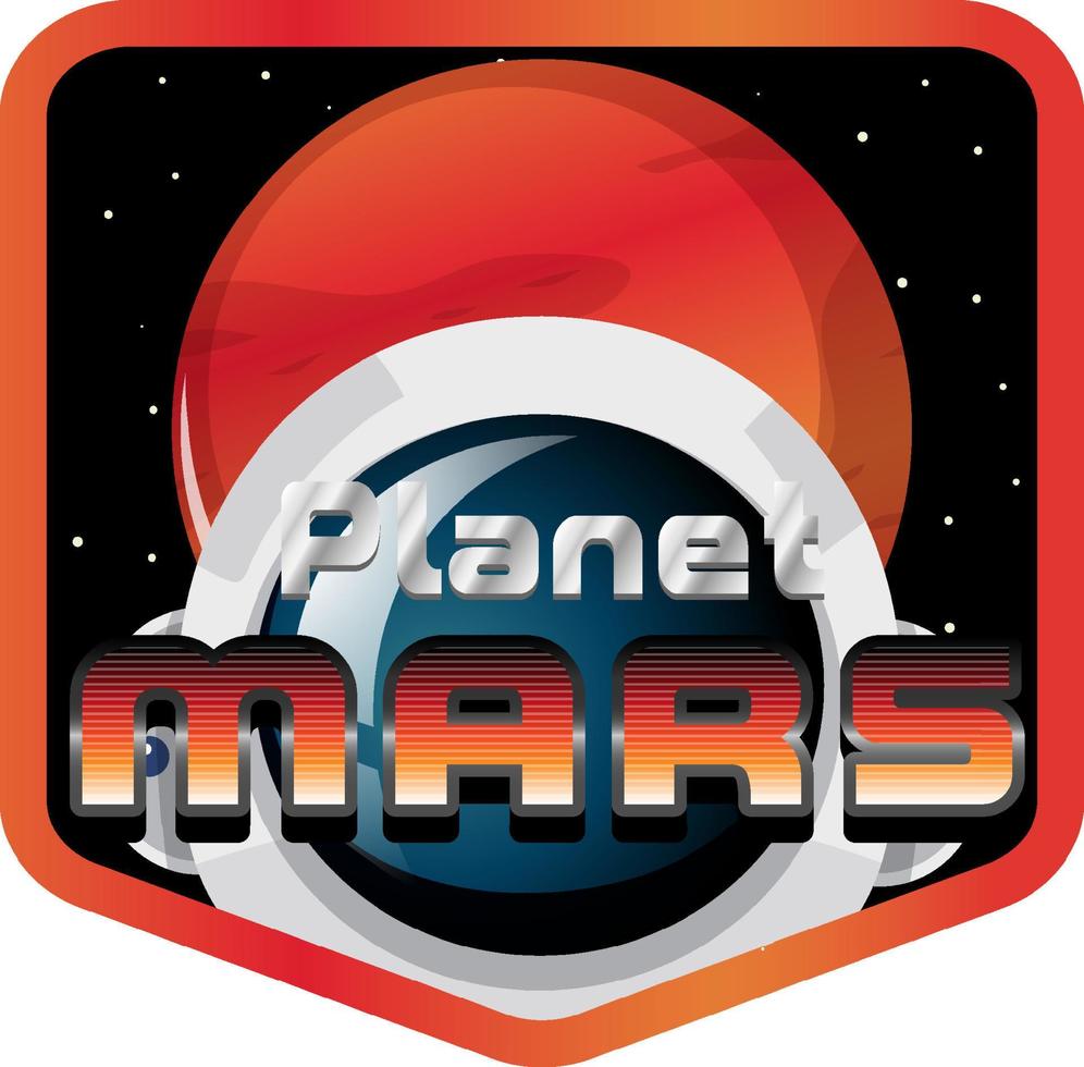Planet Mars word logo design with Mars planet vector
