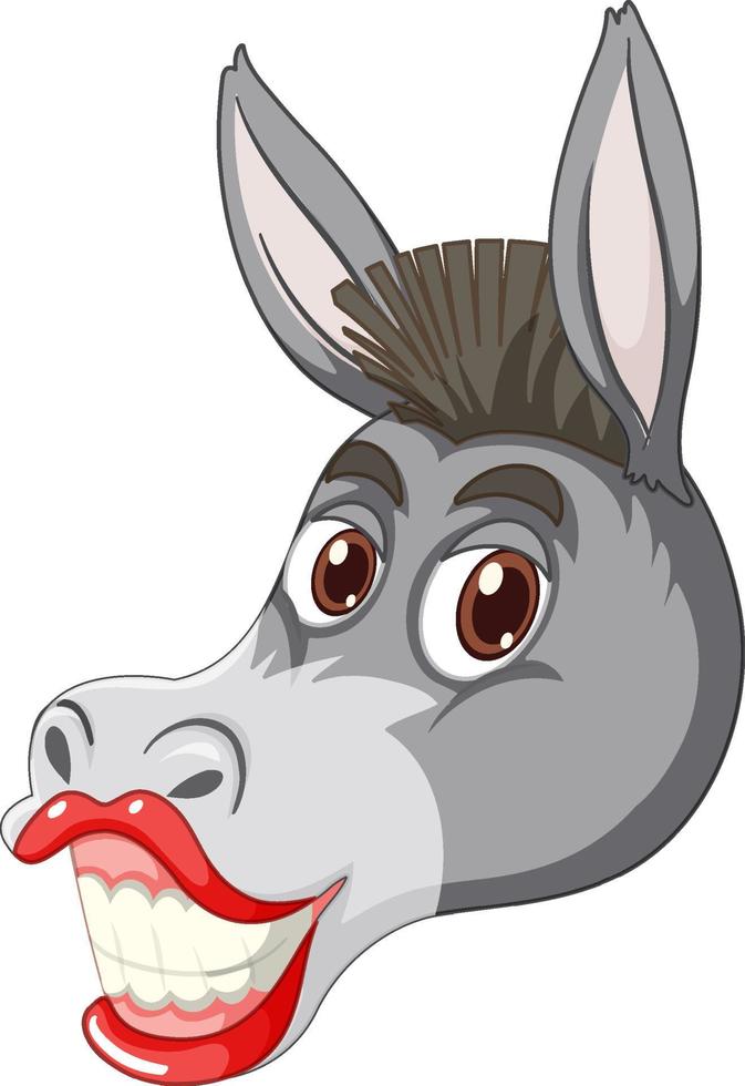 Burro con expresión facial sobre fondo blanco. vector