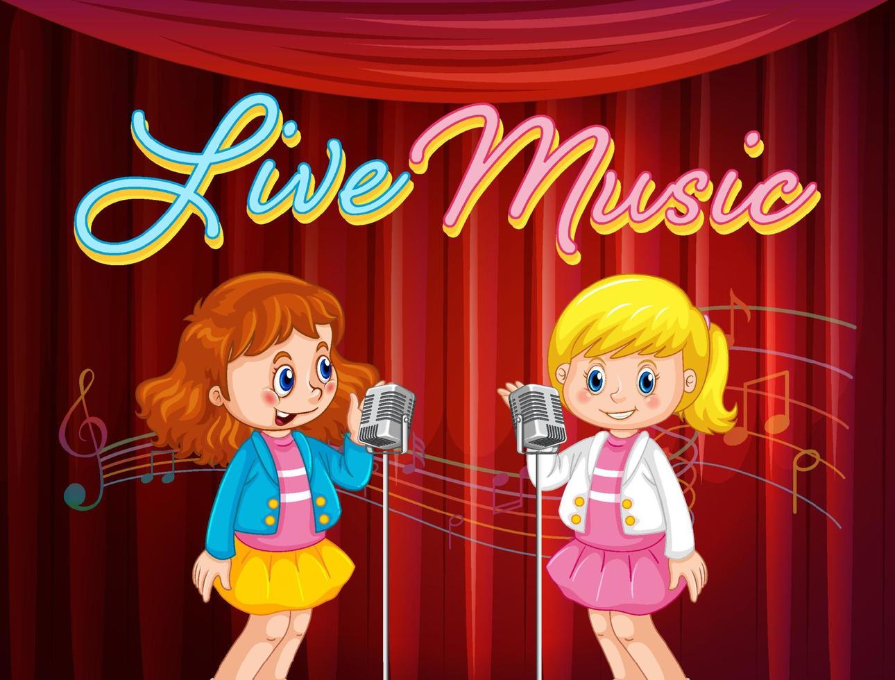 Kids performing singing on stage vector