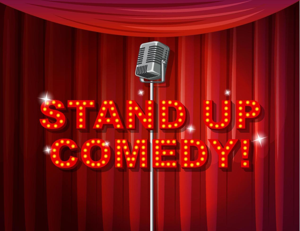 Stand up comedy banner with vintage microphone vector