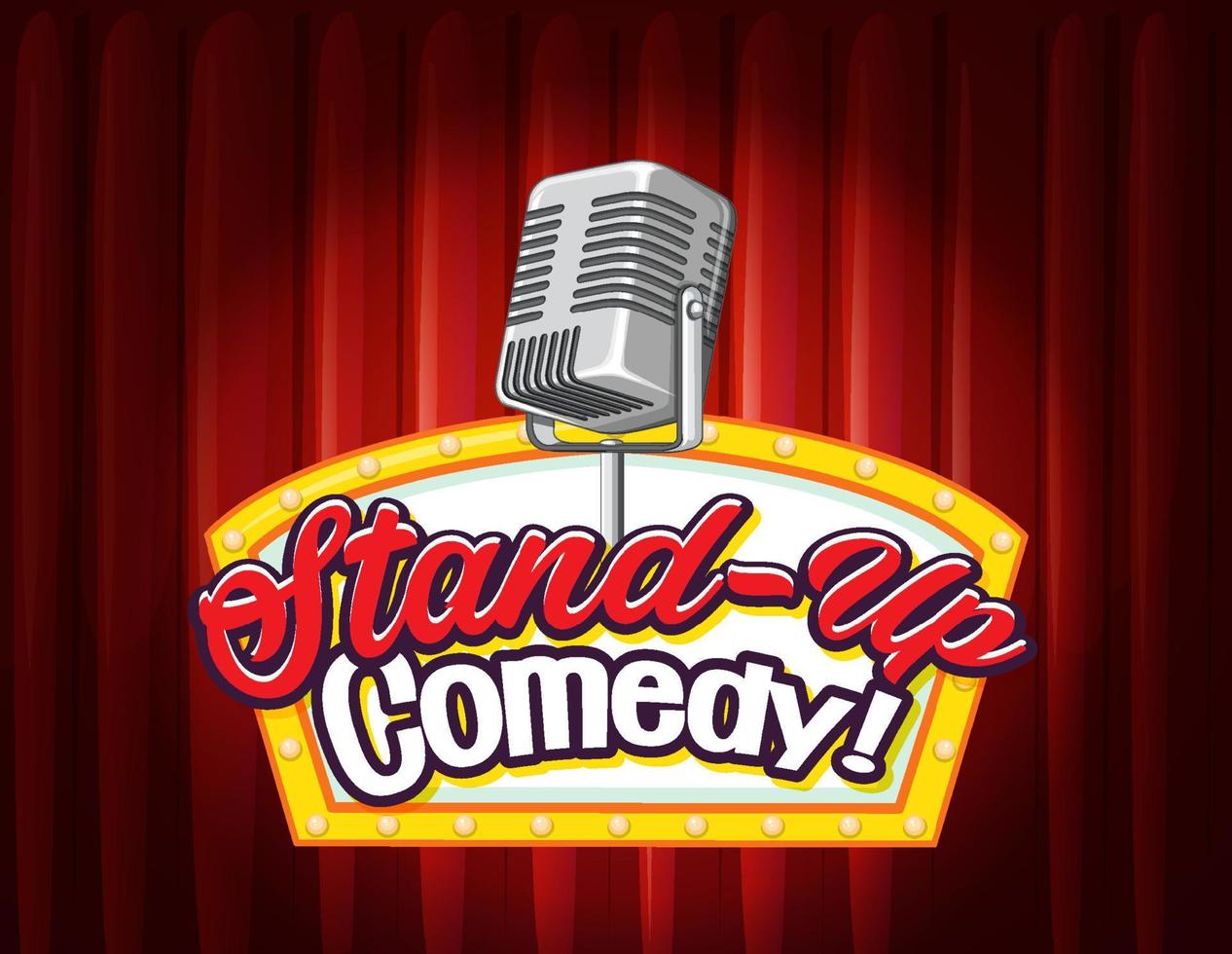 Stand up comedy banner con micrófono vintage vector