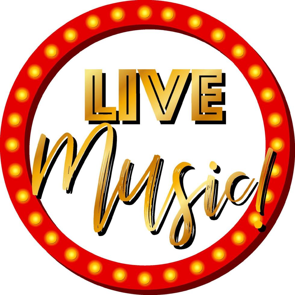 Live Music logo design with red light circle frame vector