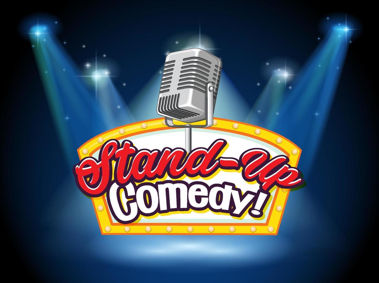 Stand up comedy banner with vintage microphone vector