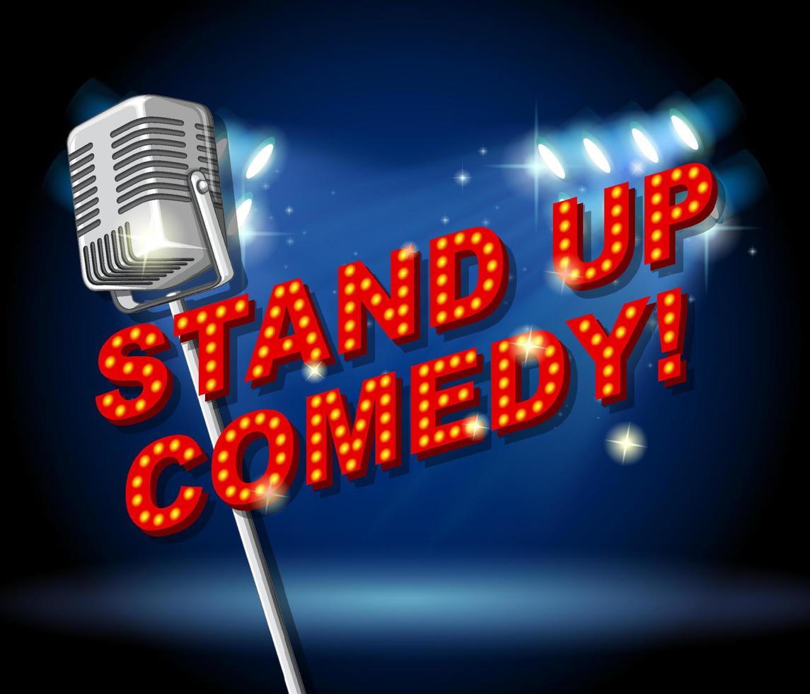 Stand up comedy banner with vintage microphone vector