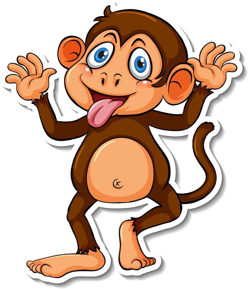 Funny monkey animal cartoon sticker 4442845 Vector Art at Vecteezy