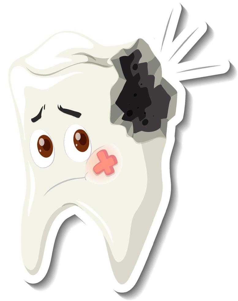 Tooth decay with sad face vector